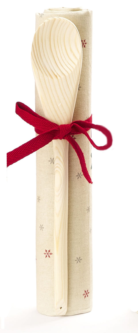 NUVOLE DI STOFFA Canovaccio natalizio con mestolo legno 9 varianti rosso 50x70cm