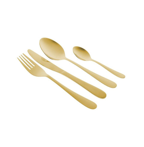 INART 6-person kitchen cutlery set, 24-piece set in metallic gold stainless steel