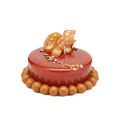 Edg Candela decorativa a forma di torta choco marrone con cedro h9 Ø15,5 cm