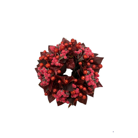 EDG Candlestick wreath with frozen berries Christmas decoration burgundy Ø 20 cm