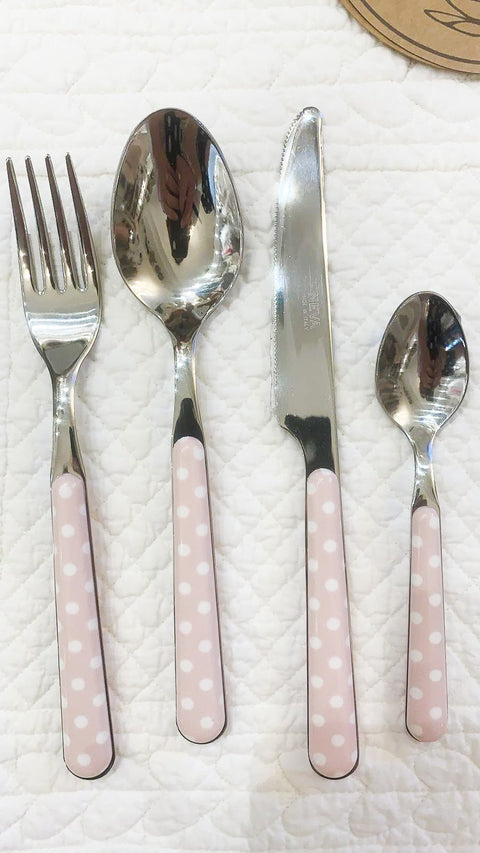 NEVA CUTLERY SET 6 PLACES POIS PINK