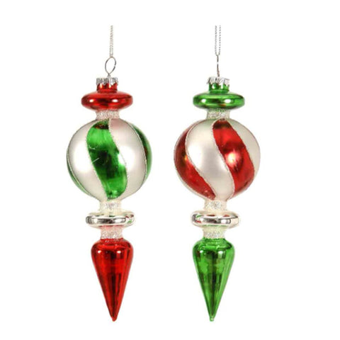 VETUR Pendenti natalizi per albero di natale in vetro rosso e verde D18 cm 2 varianti