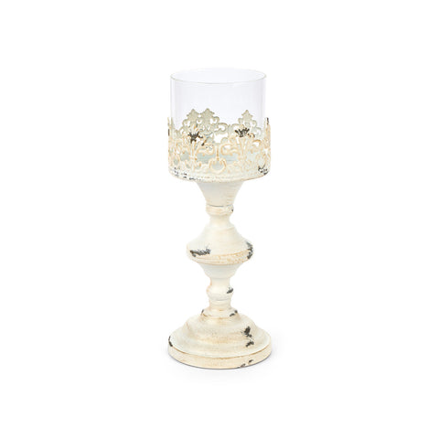 FABRIC CLOUDS Antiqued ivory metal candle holder candelabra Ø11,5x30 cm