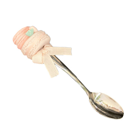 I DOLCI DI NAMI Metal spoon with pink macaron biscuit decoration 16cm