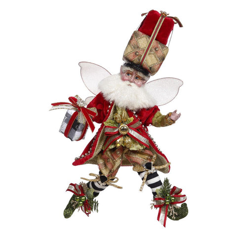 GOODWILL Statuetta elfo Babbo Natale con regali resina e tessuto rosso H31 cm