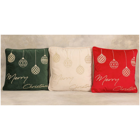Lena's flowers "Merry Christmas" embroidered velvet cushion 3 variants (1pc)