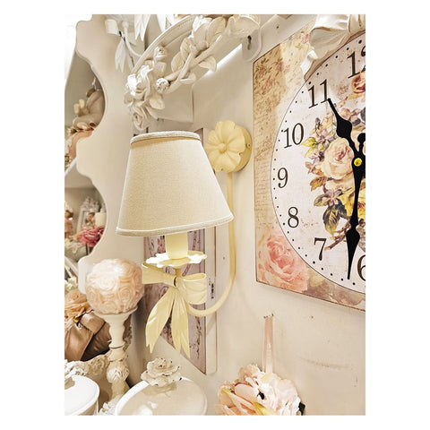 BRULAMP Wall lamp with bow and ivory metal lampshade