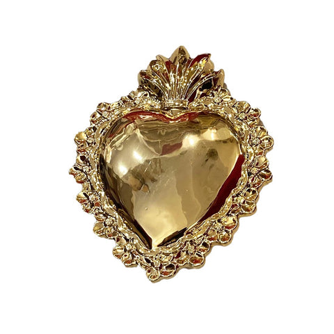 VIRGINIA CASA Sacred heart decoration to hang EXVOTO shiny gold ceramic 30x25cm