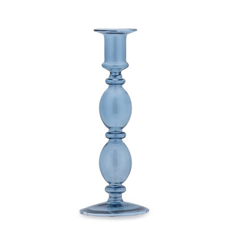 Fade Single table candlestick in Aegean transparent borosilicate glass Color glass "Living" Glamor h24 cm