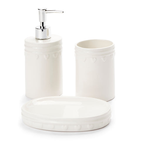 FABRIC CLOUDS Ceramic bathroom set 2 variants with hearts 11x12x18 cm