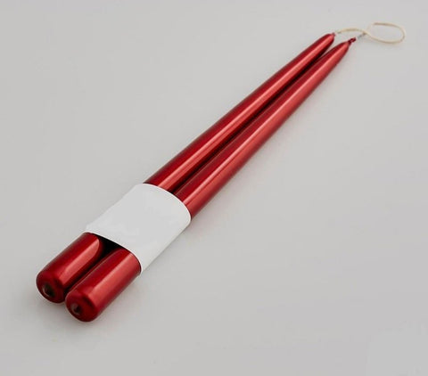 CANDLE STEM 22CM RED METAL SET 2 PIECES