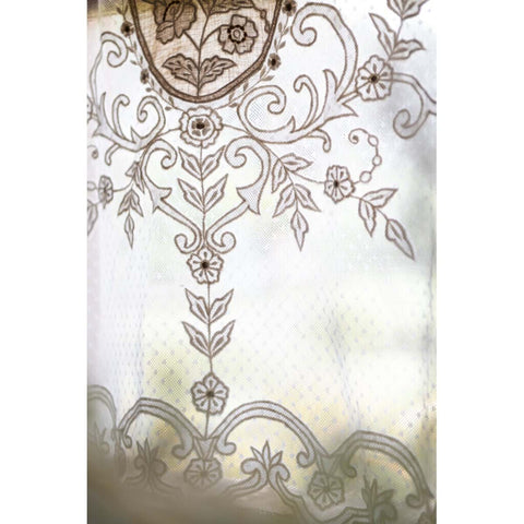 Blanc Mariclò Lot de deux rideaux en verre en coton beige "Dentelle" Shabby 60x160 cm