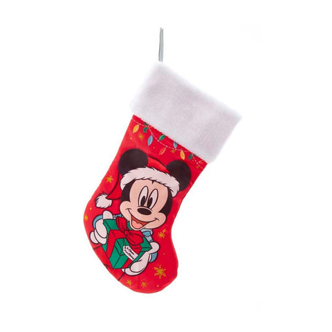 KURTADLER Chaussette Disney Mickey Mouse Père Noël avec peluche satin blanc H48 cm