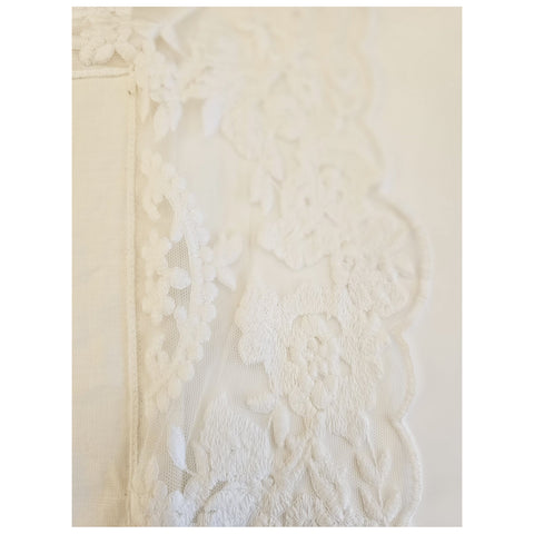 Charming handmade doily with floral embroidery in total lace "LUIS XVI" 35x90 cm