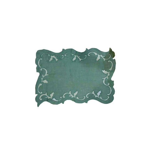 BLANC MARICLO' Set 2 tovagliette centrini in lino SAINT AMOUR verde 35x50 cm