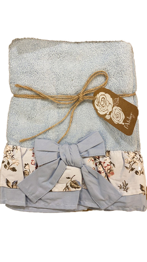 JOY Set asciugamani con rouches e fiocco JOY 6 varianti 40x60 60x100 cm