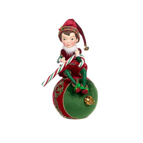 GOODWILL Elfo su pallina decoro natalizio resina e tessuto 2 varianti H31,5 cm