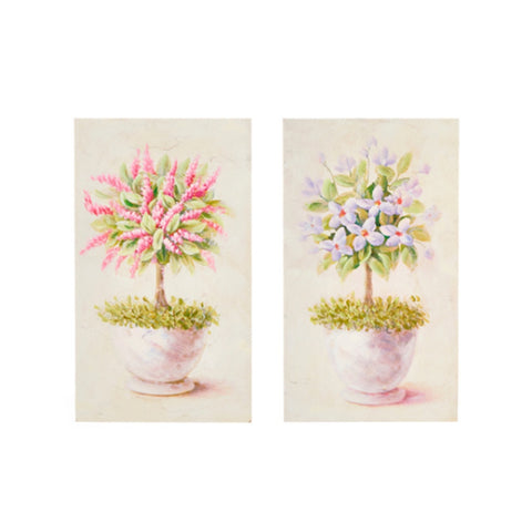 NUVOLE DI STOFFA Quadro con fiori da appendere in legno, Shabby Chic Anette 2 varianti