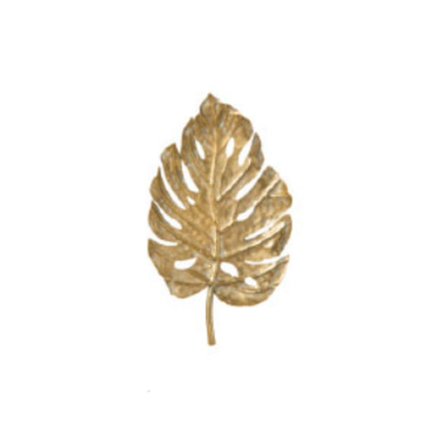 The art of Nacchi Gold colored leaf in wrought iron for home decoration 31x18x4 cm