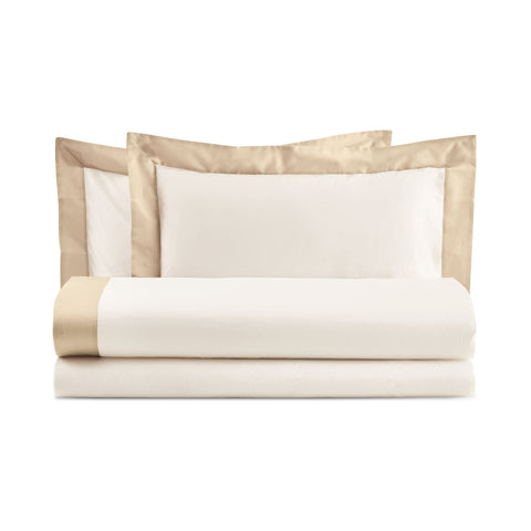 Pearl White Single bed set in cotton + "Diamante" pillowcase