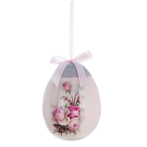 BLANC MARICLO' Decorazione uova albero Pasqua fiori retrò rosa 14.3x14,3x20 cm