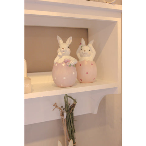 Clouds of Fabric Rabbit in resin egg 5.5xh12.5 cm 2 variants (1pc)
