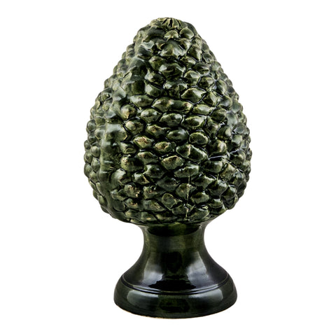 VIRGINIA CASA Shabby Chic decorative medium pine cone in antiqued green ceramic H25 cm