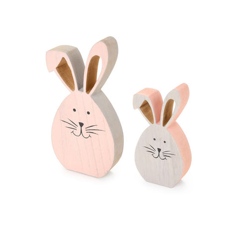 Cloth Clouds Set of two Shabby wooden rabbits 16.5/12.5 cm