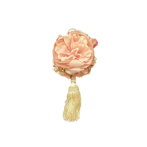 MATA CREATIONS Grand pompon parfumé en coton rose et ivoire décoration florale H25cm