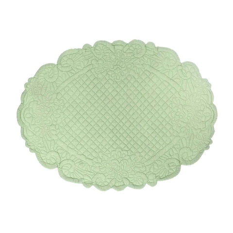 BLANC MARICLO' Set de 2 sets de table ovales vert poudré 35x50 cm
