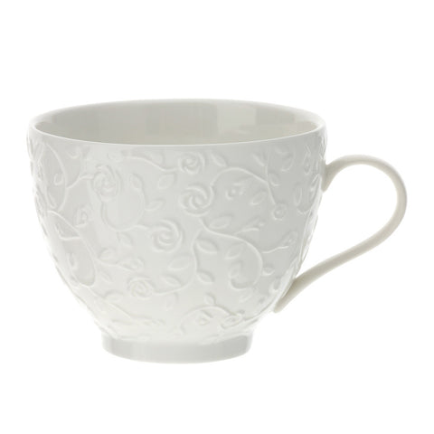 Hervit Porcelain breakfast cup with flowers in relief D12xH9 cm