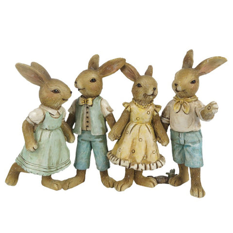 CLAYRE & EEF Set 4 coniglietti decorazioni Pasqua beige 16x6x11 cm