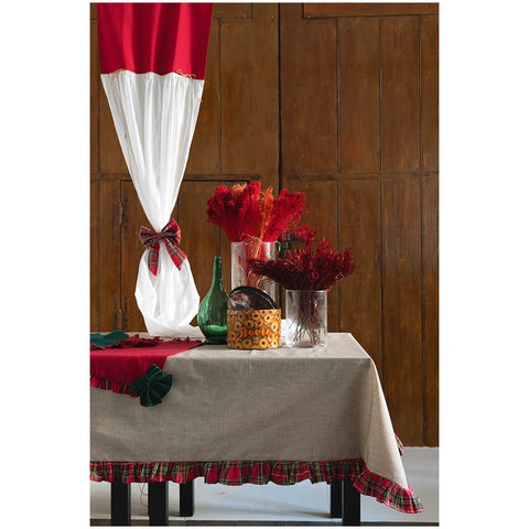L'Atelier 17 "In&amp;Out Xmas" tartan frill resin tablecloth 155x270 cm 2 variants (1pc)