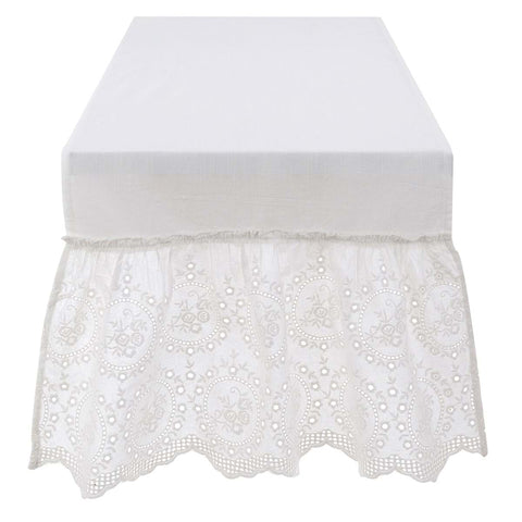 Blanc Mariclò Runner in cotton with shabby "Tintoretto" frill 50x190 cm