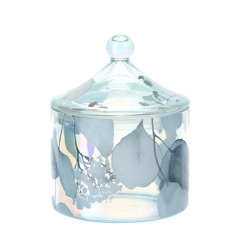 Hervit Blue floral glass container "Botanic Pagoda" D9.5x12 cm