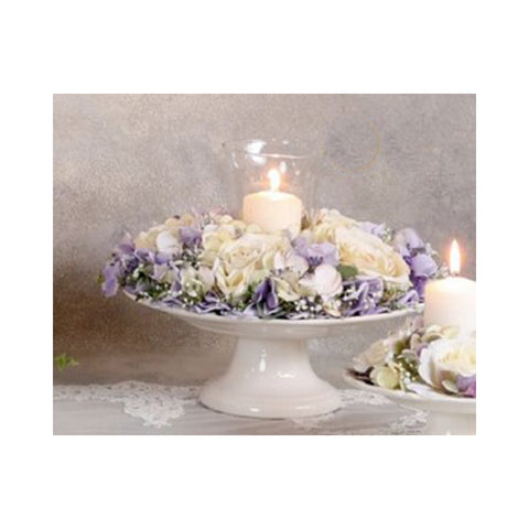 Centre de table Lena's Flowers 5 roses avec flambeau Made in Italy D40xH26 cm