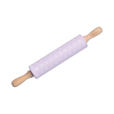 ISABELLE ROSE Wooden and pink silicone rolling pin with polka dots 38 cm ROL07