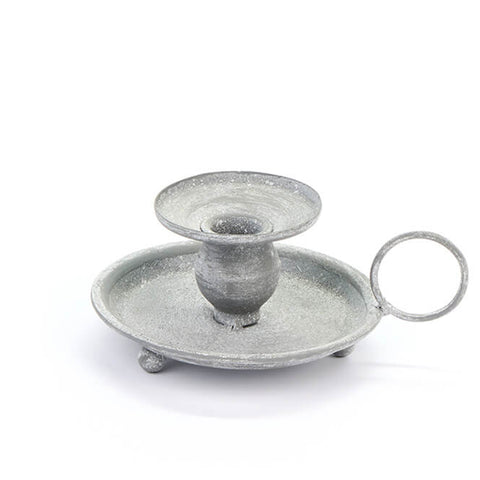 FABRIC CLOUDS Vintage aged effect gray metal candle holder, Shabby Chic Camilla 15,5x12,1x7 cm