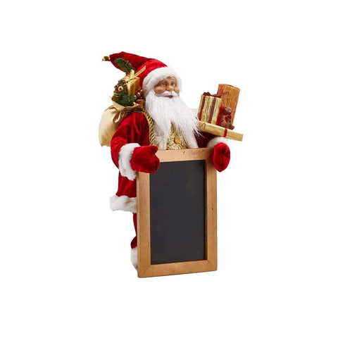 EDG Decorazione natalizia Babbo Natale rosso con lavagna e doni h45cm