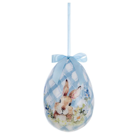 BLANC MARICLO' Decorazione uova di Pasqua con coniglietto retrò celeste 14x14x20