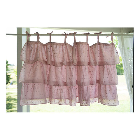 L'ATELIER17 Valance for bedroom curtain with embroidered polka dots in pure cotton flounce, "Juliette" Shabby Chic Collection 4 variants 140x60 cm