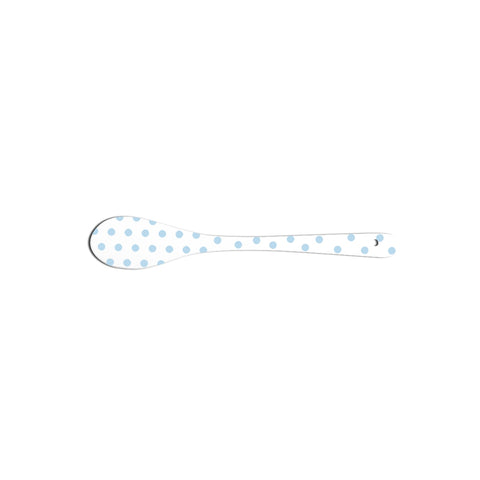 ISABELLE ROSE White bone china spoon with light blue polka dots 13.5cm