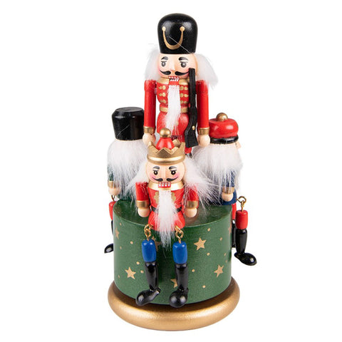 Clayre &amp; Eef Christmas decoration Music box with three green and red nutcrackers 9x20cm