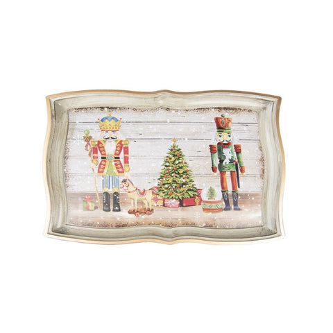 CLAYRE &amp; EEF Rectangular tray Christmas plate in red melamine 43x32x2 cm