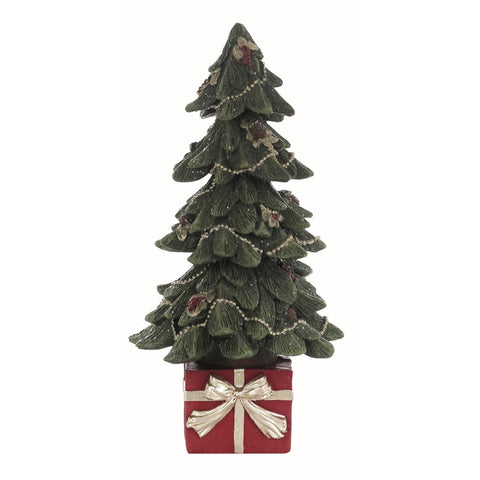 BLANC MARICLO' Decoro natalizio albero di natale verde e rosso in resina H26,5cm