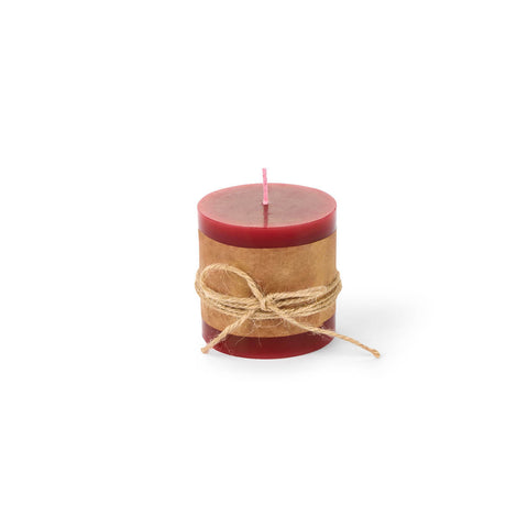 FABRIC CLOUDS Decorative cylindrical candle in red wax Ø7x7,5 cm