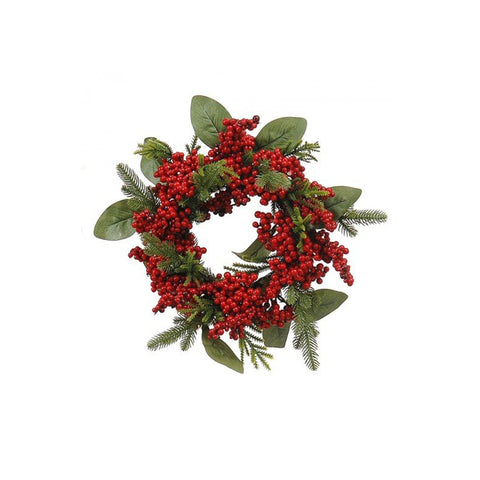 VETUR Ghirlanda natalizia con foglie e bacche rosse da 42 cm 9768796