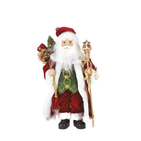 GOODWILL Décoration de Noël Père Noël avec sac de cadeaux en tissu rouge 46 cm