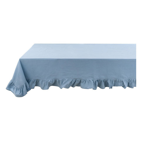 Blanc Mariclò Blue cotton tablecloth with Shabby "Frill" gala 180x240 cm