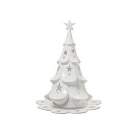 L'ART DI NACCHI Décoration de sapin de Noël avec étoiles en céramique blanche Ø31 H35 cm